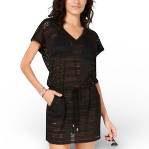Calvin Klein Black Mesh Bathing Suit Cover Up XL